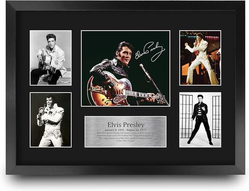 HWC Trading Elvis Presley Musician The King 16 x 12 inch (A3) Printed Gifts Signed Autograph Picture for Music Memorabilia Fans - 16" x 12" Framed in Saudi Arabia
