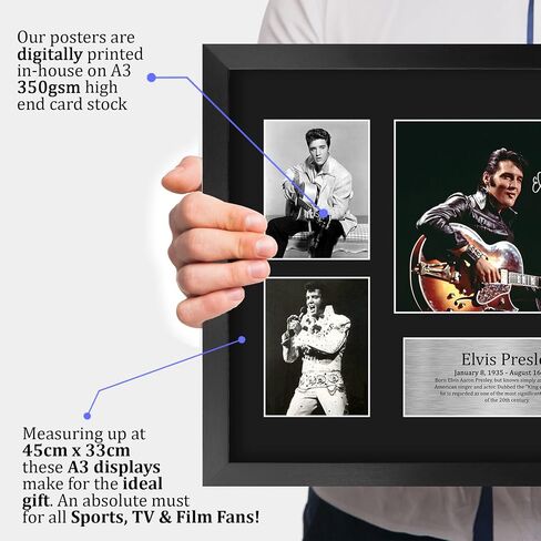 HWC Trading Elvis Presley Musician The King 16 x 12 inch (A3) Printed Gifts Signed Autograph Picture for Music Memorabilia Fans - 16" x 12" Framed in Saudi Arabia