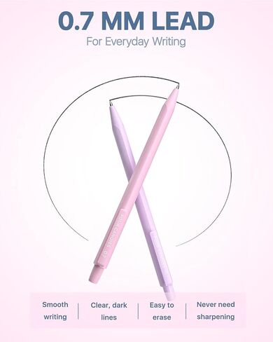 Four Candies Mechanical Pencils 0.7mm, with HB & 2B Lead Refills 0.7, Pastel Eraser Set & Eraser Refills, 16-Count Pack with Case, Cute Aesthetic School Supplies for Writing, Drawing and Sketching in Saudi Arabia