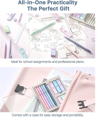 Four Candies Mechanical Pencils 0.7mm, with HB & 2B Lead Refills 0.7, Pastel Eraser Set & Eraser Refills, 16-Count Pack with Case, Cute Aesthetic School Supplies for Writing, Drawing and Sketching in Saudi Arabia