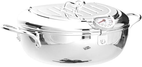 Deep Fryer Pot (°F), Japanese Tempura Small Deep Frying Pot with Fahrenheit Thermometer, 304 Stainless Steel Deep Fryer with Oil Draining Rack for Tempura chips, Fries, Fish, and Chicken in Kuwait