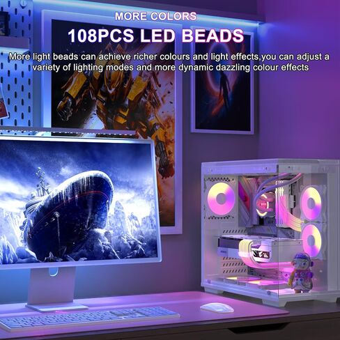 Sirlyr 24 Pin RGB PSU Cables,ARGB PC Cable for Motherboard Power Supply Extension - 5V 3Pin Addressable Four Sides Lighting RGB Strips Decor Computer Case White in Kuwait