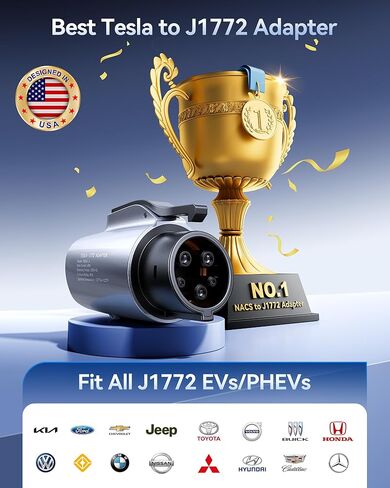 أحدث محول شحن Tesla إلى J1772 لعام 2024 (بحد أقصى 80 أمبير، 240 فولت) محول J1772 EVs لشاحن Tesla، محول متوافق مع موصلات Tesla عالية الطاقة، وشواحن الوجهة، وموصلات الهاتف المحمول (فضي) in Kuwait