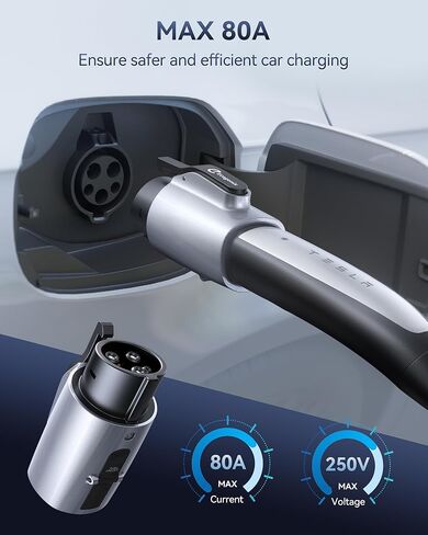 أحدث محول شحن Tesla إلى J1772 لعام 2024 (بحد أقصى 80 أمبير، 240 فولت) محول J1772 EVs لشاحن Tesla، محول متوافق مع موصلات Tesla عالية الطاقة، وشواحن الوجهة، وموصلات الهاتف المحمول (فضي) in Kuwait
