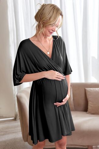 Ekouaer 3 in 1 Labor/Delivery/Hospital Gown 2 Pack Maternity Dress Nursing Nightgown Sleepwear in Saudi Arabia
