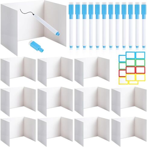 24 Pcs Dry Erase Desk Dividers for Students with Dry Erase Markers Set Privacy Boards Fold Display Board Dry Erase Board Classroom Teacher Supplies Privacy Folders for Student Desks in Saudi Arabia