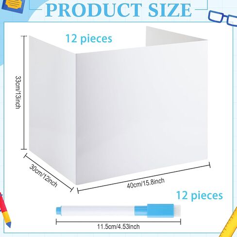 24 Pcs Dry Erase Desk Dividers for Students with Dry Erase Markers Set Privacy Boards Fold Display Board Dry Erase Board Classroom Teacher Supplies Privacy Folders for Student Desks in Saudi Arabia