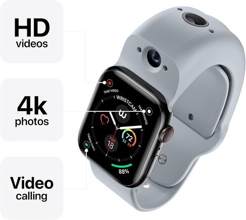 Wristcam, Smart Dual-Camera Band for Apple Watch (Apple MFi Certified), 8MP Sensor, Full HD Video/720P Sport Mode, (New) Pro. Image Stabilization, WiFi, IP68 Water Resistant, Siri Integration in Kuwait
