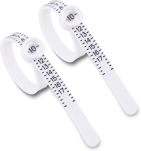 مجموعة قياس مقاس الخاتم قطعتين من amaxiu، مقاس الخاتم القابل لإعادة الاستخدام مع أداة قياس حجم الخاتم الزجاجي المكبر مقاس الإصبع، أداة مقاس المجوهرات للرجال والنساء (أبيض) in Kuwait