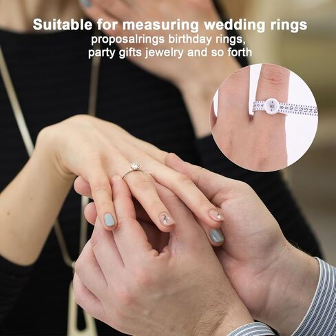 مجموعة قياس مقاس الخاتم قطعتين من amaxiu، مقاس الخاتم القابل لإعادة الاستخدام مع أداة قياس حجم الخاتم الزجاجي المكبر مقاس الإصبع، أداة مقاس المجوهرات للرجال والنساء (أبيض) in Kuwait