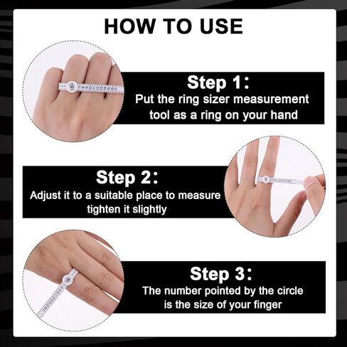 مجموعة قياس مقاس الخاتم قطعتين من amaxiu، مقاس الخاتم القابل لإعادة الاستخدام مع أداة قياس حجم الخاتم الزجاجي المكبر مقاس الإصبع، أداة مقاس المجوهرات للرجال والنساء (أبيض) in Kuwait
