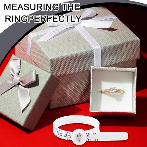 مجموعة قياس مقاس الخاتم قطعتين من amaxiu، مقاس الخاتم القابل لإعادة الاستخدام مع أداة قياس حجم الخاتم الزجاجي المكبر مقاس الإصبع، أداة مقاس المجوهرات للرجال والنساء (أبيض) in Kuwait