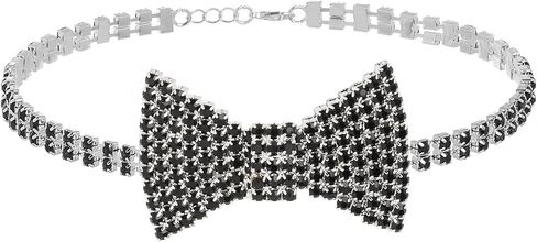Sethexy Sparkly Rhinestone Choker Glitter Bowtie Necklace Bowknot Tennis Chain Party Nightclub Wedding Costume Jewelry for Women and Girls in Kuwait