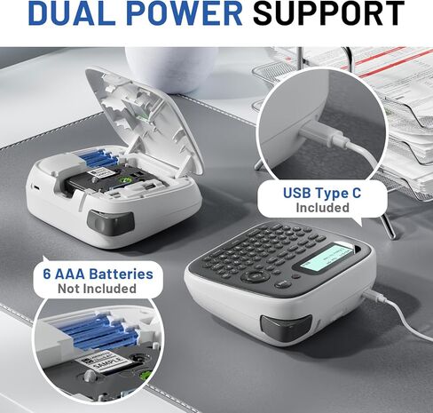 Label Makers, D210S Label Maker Machine with Tapes Waterproof, Portable Labeler with Keyboard, Powered by Type-C, Easy Label Printer for School Supplies Office Organization, Gray in Saudi Arabia