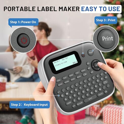 Label Makers, D210S Label Maker Machine with Tapes Waterproof, Portable Labeler with Keyboard, Powered by Type-C, Easy Label Printer for School Supplies Office Organization, Gray in Saudi Arabia