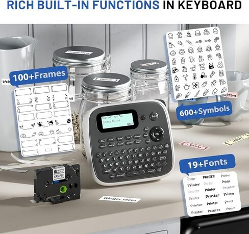 Label Makers, D210S Label Maker Machine with Tapes Waterproof, Portable Labeler with Keyboard, Powered by Type-C, Easy Label Printer for School Supplies Office Organization, Gray in Saudi Arabia