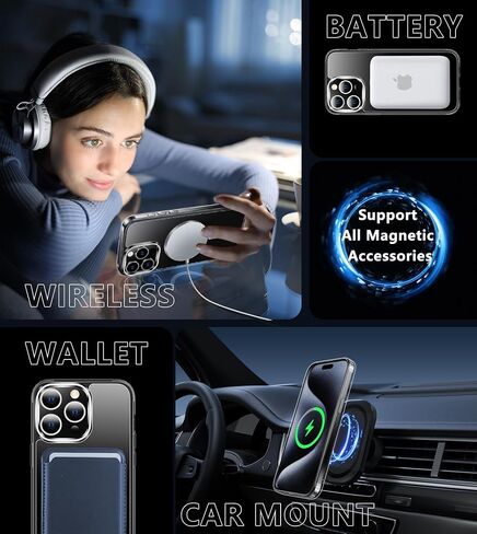 FNTCASE لحافظة هاتف iPhone 15-Pro-Max: حافظة شفافة مضادة للأصفر لهاتف iPhone 15 Pro Max | جراب هاتف شفاف بحماية من الدرجة العسكرية ومقاوم للصدمات والخدش مقاس 6.7 بوصة in Kuwait