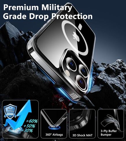 FNTCASE لحافظة هاتف iPhone 15-Pro-Max: حافظة شفافة مضادة للأصفر لهاتف iPhone 15 Pro Max | جراب هاتف شفاف بحماية من الدرجة العسكرية ومقاوم للصدمات والخدش مقاس 6.7 بوصة in Kuwait