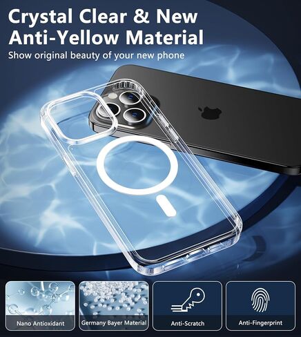 FNTCASE لحافظة هاتف iPhone 15-Pro-Max: حافظة شفافة مضادة للأصفر لهاتف iPhone 15 Pro Max | جراب هاتف شفاف بحماية من الدرجة العسكرية ومقاوم للصدمات والخدش مقاس 6.7 بوصة in Kuwait