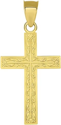 Solid 14k Yellow Gold Ornate Latin Cross Pendant in Saudi Arabia