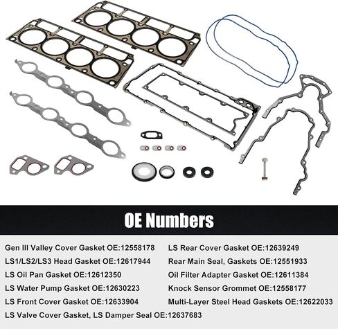 مجموعة حشية RULLINE LS وحشيات الرأس LS9 متوافقة مع LS1 LS6 LQ4 LQ9 GEN III 4.8L 5.3L 5.7L 6.0L لسيارة Chevy Silverado GMC Sierra 1500 2500 3500 1999-2010 استبدال 12622033 12585673 in Saudi Arabia