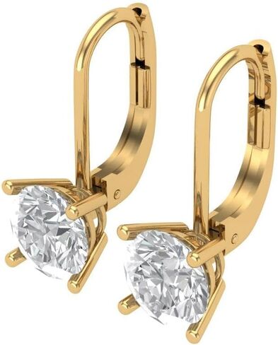 Clara Pucci 2 Carat Brilliant Round Cut Drop Dangle Clear Simulated Diamond 14k Yellow Solid Gold Earrings Lever Back in Saudi Arabia