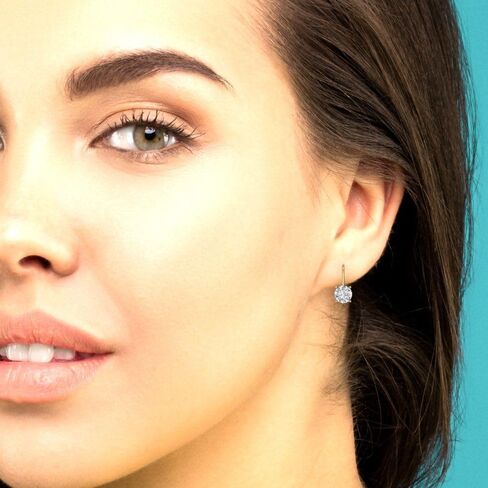 Clara Pucci 2 Carat Brilliant Round Cut Drop Dangle Clear Simulated Diamond 14k Yellow Solid Gold Earrings Lever Back in Saudi Arabia
