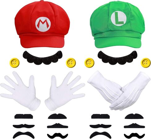 MOVINPE Super Bros Hats Maria Lugi Super Brothers Cap Mustaches Suspenders Gloves Buttons Halloween Cosplay Costume in Saudi Arabia