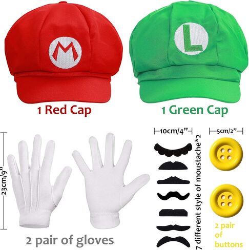 MOVINPE Super Bros Hats Maria Lugi Super Brothers Cap Mustaches Suspenders Gloves Buttons Halloween Cosplay Costume in Saudi Arabia