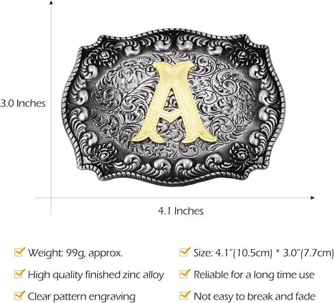 Western Initial Letters Belt Buckle ABCDEFG to Z Alphabet Letters Belt Buckles for Men Women Boys in Kuwait