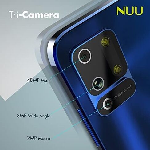 NUU B10 Unlocked Android Cell Phone, TMobile, Mint Mobile Phone, Dual SIM 4G, 6.55'' HD+Display, 48MP Triple-Camera, 4GB + 64GB, 4000 mAh, Blue, US Warranty & Hotline Support, 2022 in Kuwait