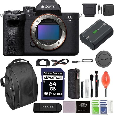 حزمة كاميرا رقمية بدون مرآة Sony a7 IV مع بطاقة ذاكرة Lexar سعة 64 جيجابايت وحقيبة ظهر والمزيد| سوني ألفا 7 الرابع in Kuwait