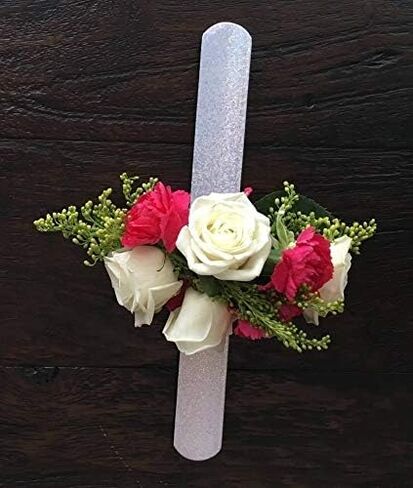 Floral Supply Online - Slaplet Sparkle Wristlet. Corsage Snap/Shimmer Wrap Floral Bracelets for Wedding, Prom, Dance or Events. (Pack of 3 Silver) in Saudi Arabia