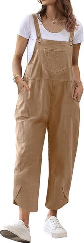 YESNO رداء نسائي قطني فضفاض غير رسمي بأشرطة قابلة للتعديل سروال مريلة توليب بأرجل واسعة مع جيوب PZJ in Kuwait