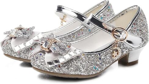 Girls Dress Shoes Mary Jane Wedding Party Heel Glitter Bow Princess Flower Shoes for Kid Toddler in Saudi Arabia