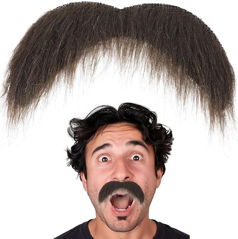 Self Adhesive Fake Mustache Party Realistic False Facial Hair Costume Accessories for Adults Novelty Halloween in Kuwait