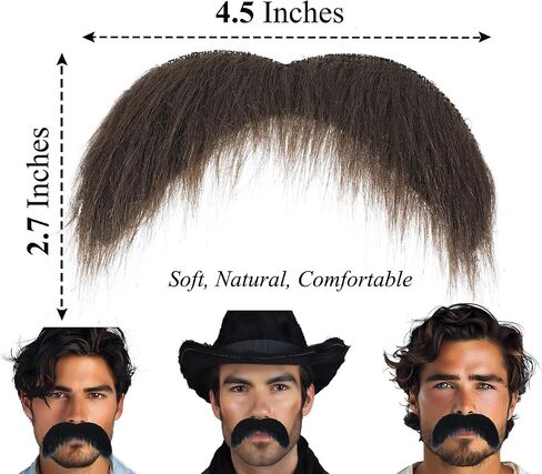 Self Adhesive Fake Mustache Party Realistic False Facial Hair Costume Accessories for Adults Novelty Halloween in Kuwait