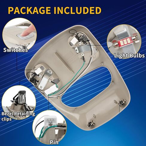 مصباح ضوء قراءة LED على شكل قبة لوحدة التحكم العلوية (مُحسن) متوافق مع Dodge Ram 1500 2500 3500 4500 5500 2002-2010 يحل محل ضوء الخريطة 1DK78BD1AA 1DK78TL2AA 56049706AD/AF in Kuwait