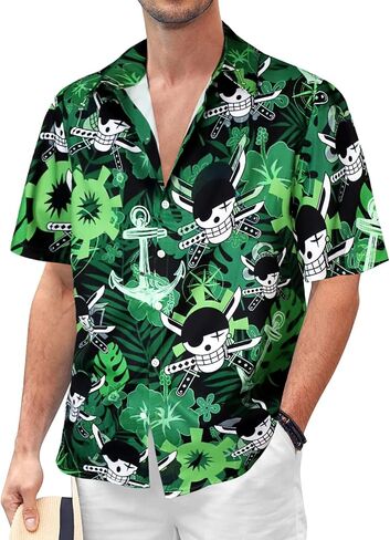 Mens Hawaiian Shirts Short Sleeve Unisex Summer Beach Button Down Tropical Holiday Shirts in Saudi Arabia