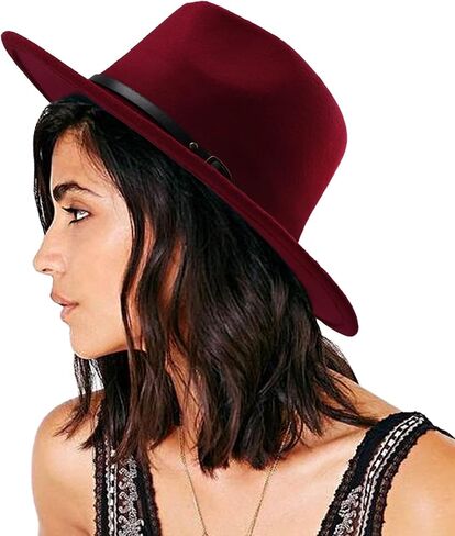 DRESHOW 2 Pack Fedora Hats for Women Men Unisex Fashionable Classic Wide Brim Womens Fedora Hat Felt Panama Hat with Belt Buckle in Saudi Arabia