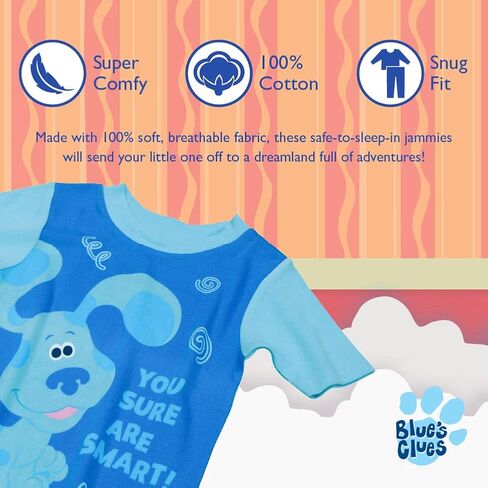 Nickelodeon Paw Patrol | Baby Shark | Blue's Clues & You 4-Piece Snug-fit Cotton Pajama Set, Soft & Cute for Kids in Saudi Arabia