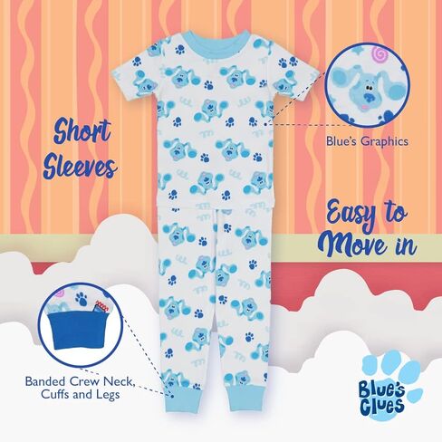 Nickelodeon Paw Patrol | Baby Shark | Blue's Clues & You 4-Piece Snug-fit Cotton Pajama Set, Soft & Cute for Kids in Saudi Arabia
