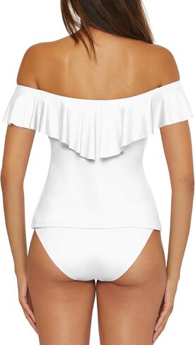 Trina Turk Women's Monaco Ruffle Tankini, Off Shoulder, Swimsuit Tops in Saudi Arabia