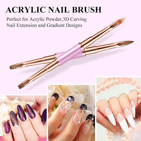Nail Art Brushes Set, Acrylic Nail Brushes Kit for Gel Polish Nails, Double Ended Professional Nail Art Tools with Nail Files and Cuticle Pusher, Nail Design Brushes for Salon and DIY Manicure，Violet in Saudi Arabia
