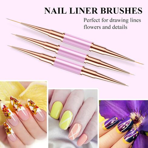 Nail Art Brushes Set, Acrylic Nail Brushes Kit for Gel Polish Nails, Double Ended Professional Nail Art Tools with Nail Files and Cuticle Pusher, Nail Design Brushes for Salon and DIY Manicure，Violet in Saudi Arabia