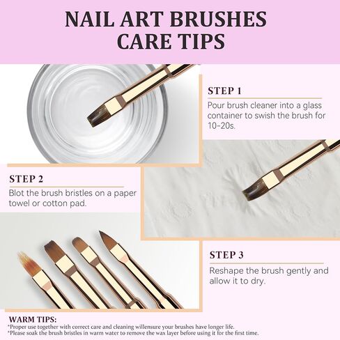 Nail Art Brushes Set, Acrylic Nail Brushes Kit for Gel Polish Nails, Double Ended Professional Nail Art Tools with Nail Files and Cuticle Pusher, Nail Design Brushes for Salon and DIY Manicure，Violet in Saudi Arabia