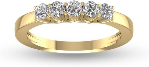 Women's 1/2-1 Carat TW Five Stone Natural Diamond Band in 14K White and Yellow Gold - Band For Engagement, Wedding, Anniversary in Kuwait
