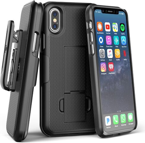 Encased iPhone XR Belt Clip Case (2018) DuraClip Series Grip Cover w/Rotating Holster (Black) in Saudi Arabia