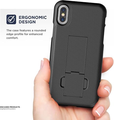 Encased iPhone XR Belt Clip Case (2018) DuraClip Series Grip Cover w/Rotating Holster (Black) in Saudi Arabia