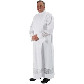 Polyester Latin Cross and IHS Lace Front Wrap Alb
